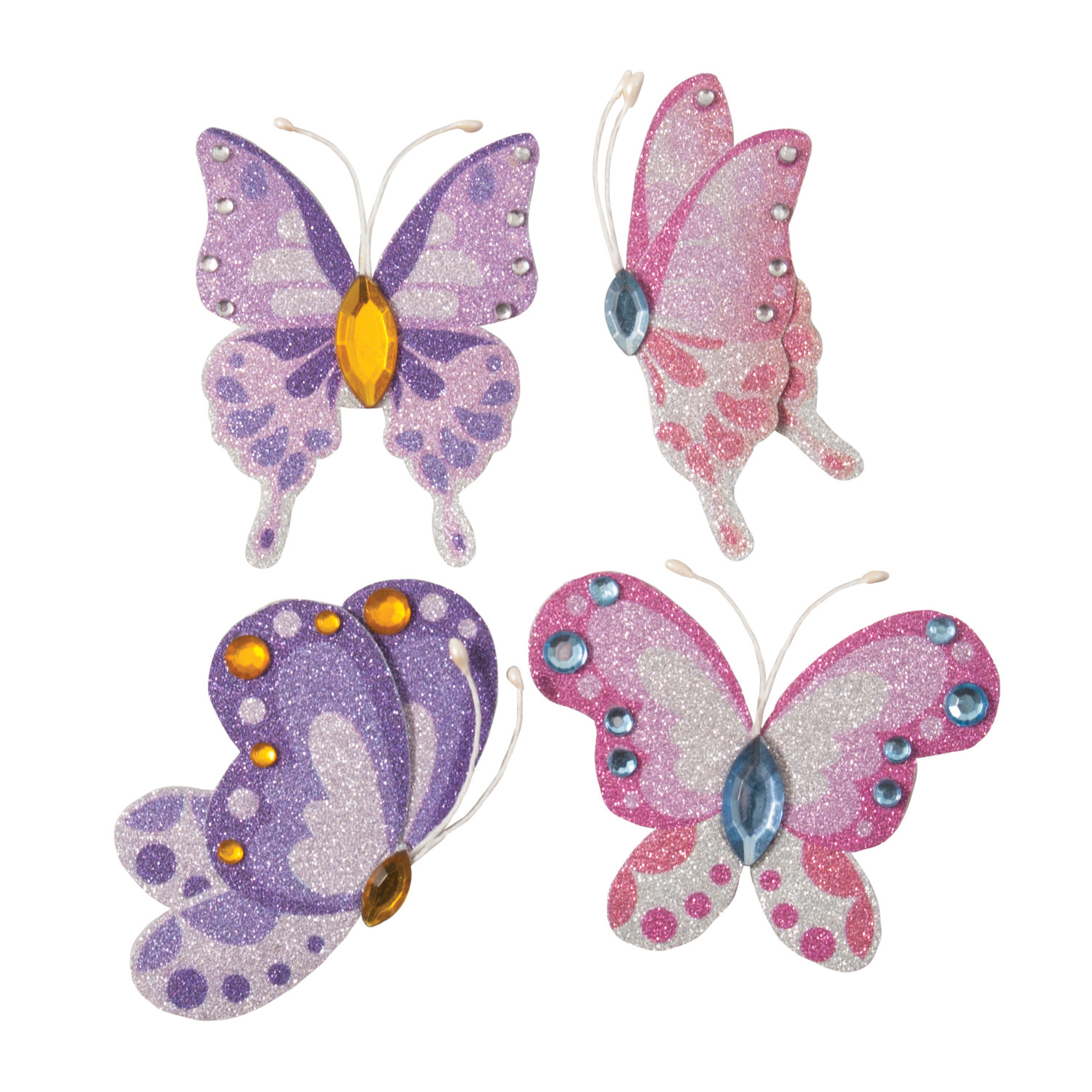 Craft Embellishments Sparkling Butterflies 45cm Purple Pack of 4