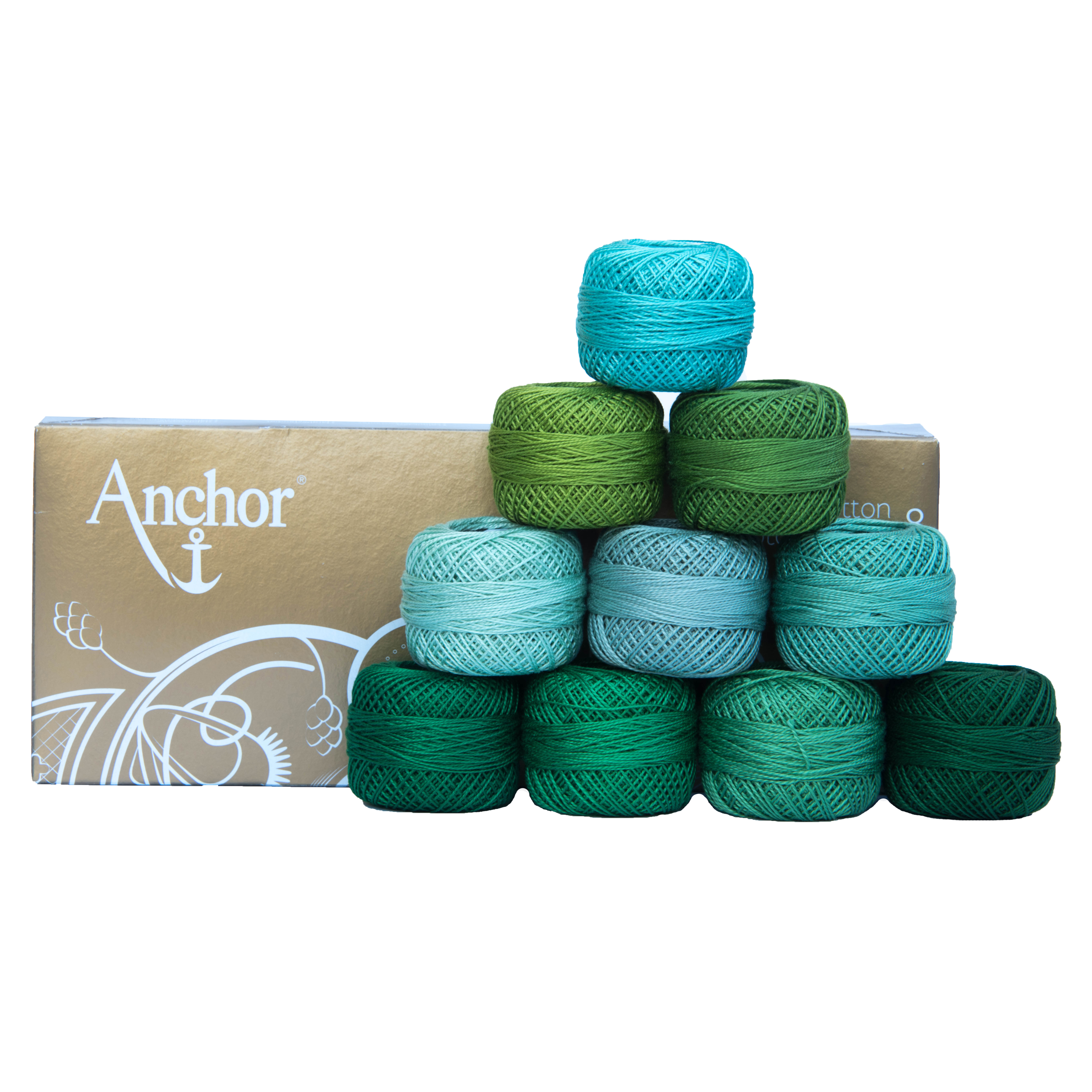 Picture of Pearl Cotton 8: Assortment of Green Shades: 10 x 20g Balls