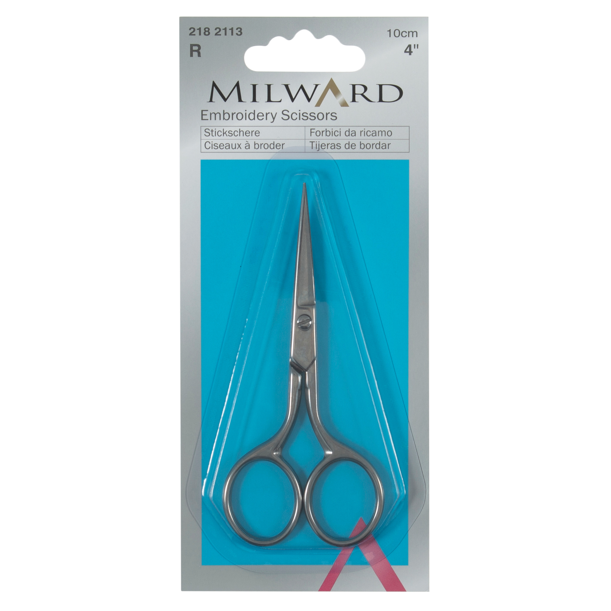 Scissors: Embroidery: Fine: Silver: 10cm - Milward - Groves and Banks