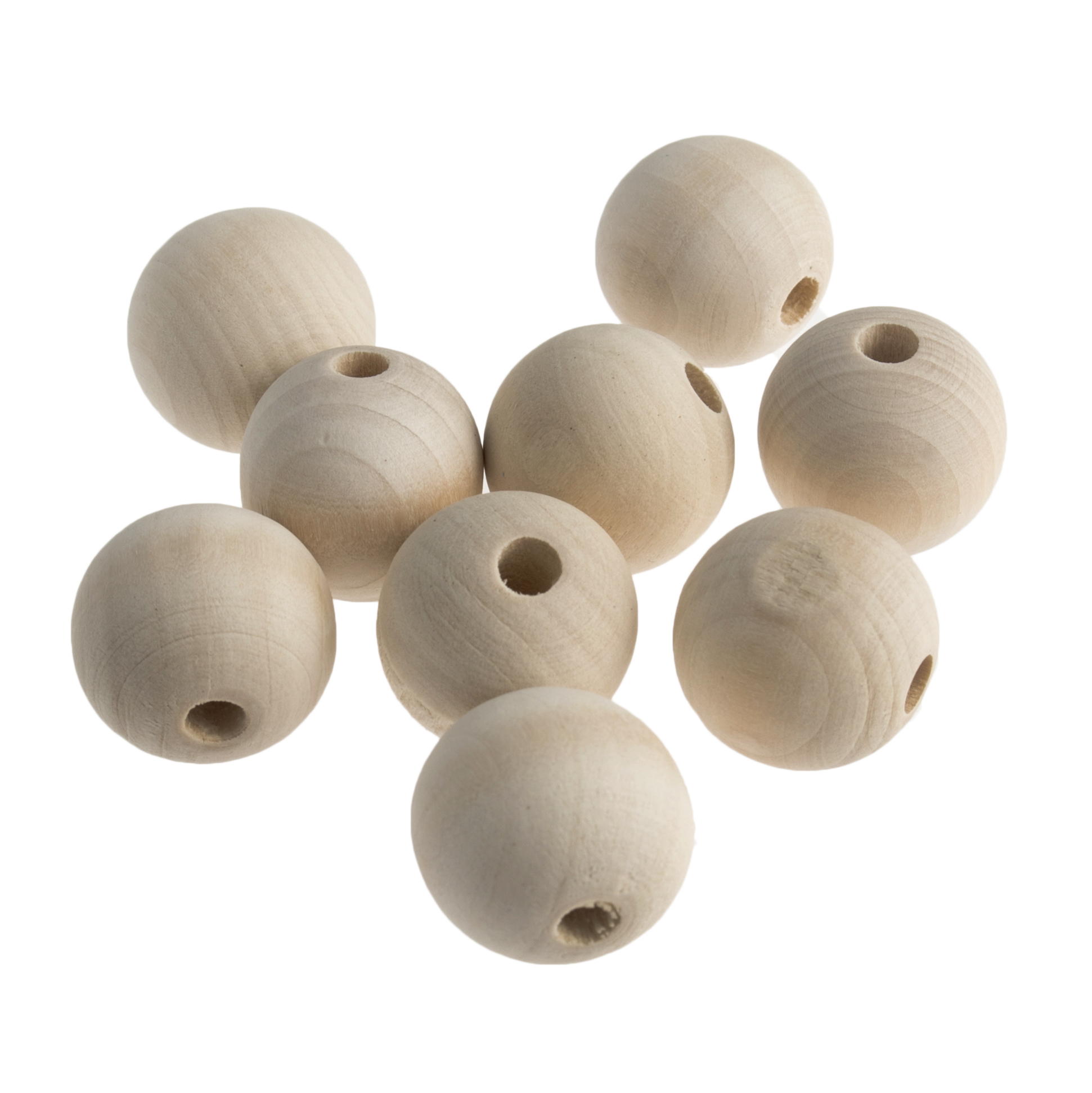 Wooden Craft Beads: 2.5cm: 9 Pieces - Trimits - Groves and Banks