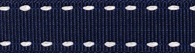 Picture of Stitched Grosgrain: 4m x 15mm: Navy/White