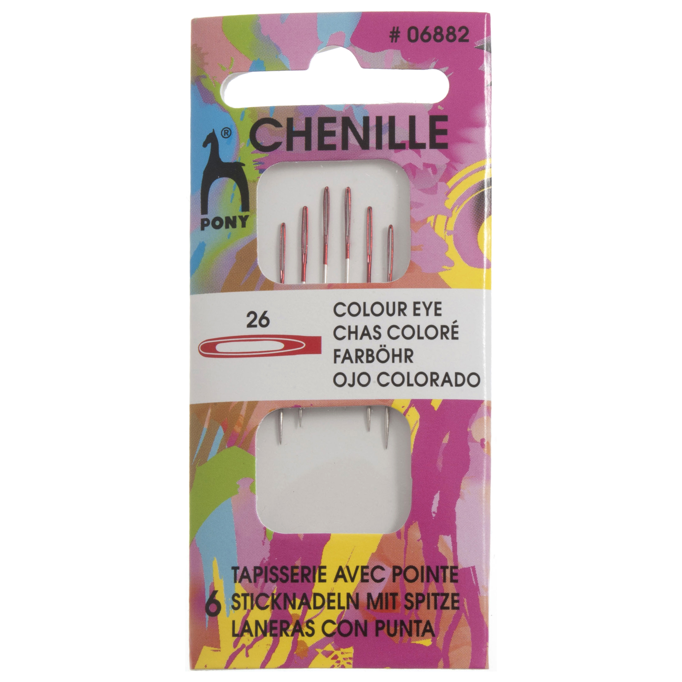 Hand Sewing Needles Chenille ColourCoded Eye Size 26 Pony