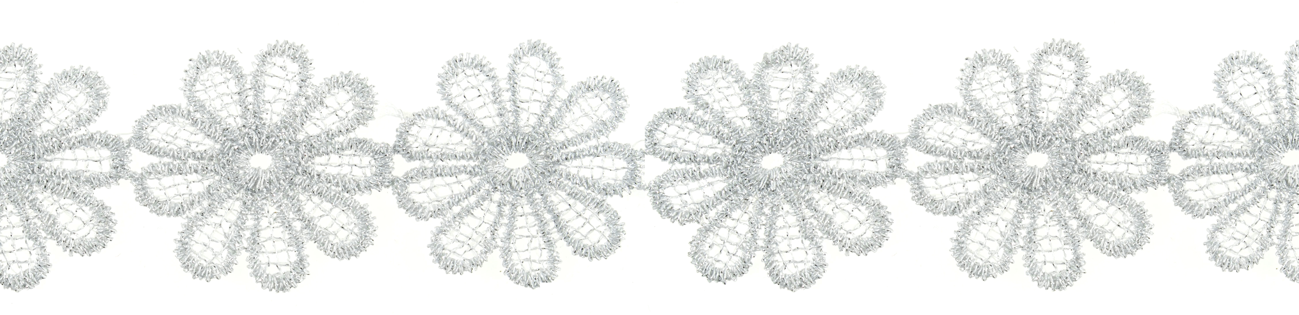 Picture of Trim: Lace: Guipure: Flower: 13.7m x 35mm: Silver