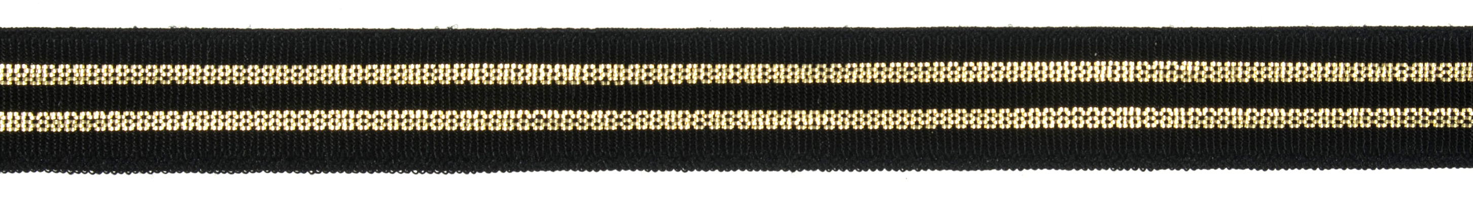 Picture of Trim: Elastic: Double Stripe: 25m x 11mm: Black and Gold