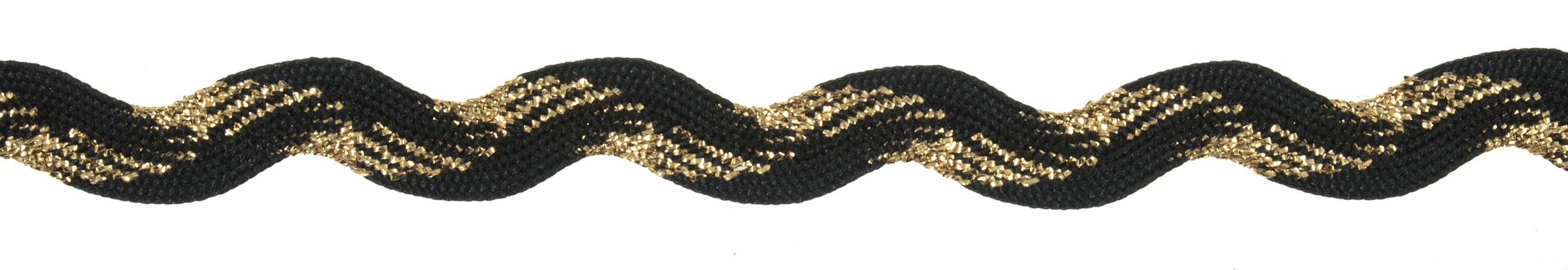 Picture of Trim: Ric Rac: Metallic: 25m x 10mm: Black and Gold