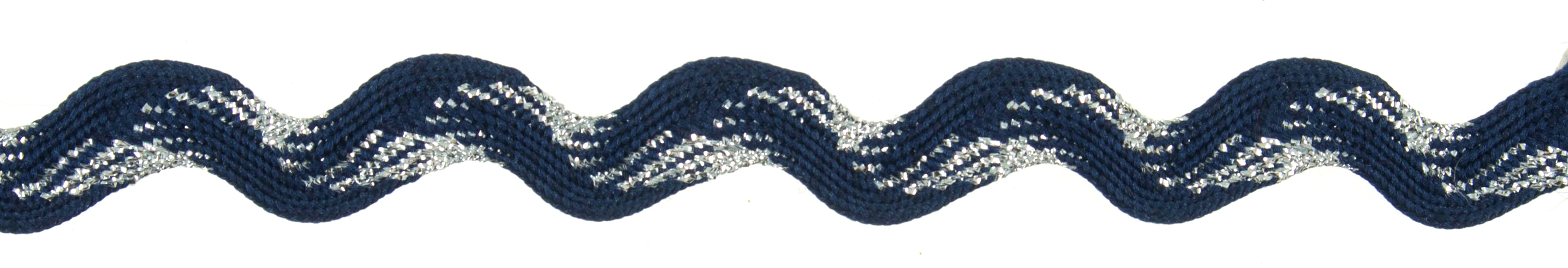 Picture of Trim: Ric Rac: Metallic: 25m x 10mm: Navy and Silver