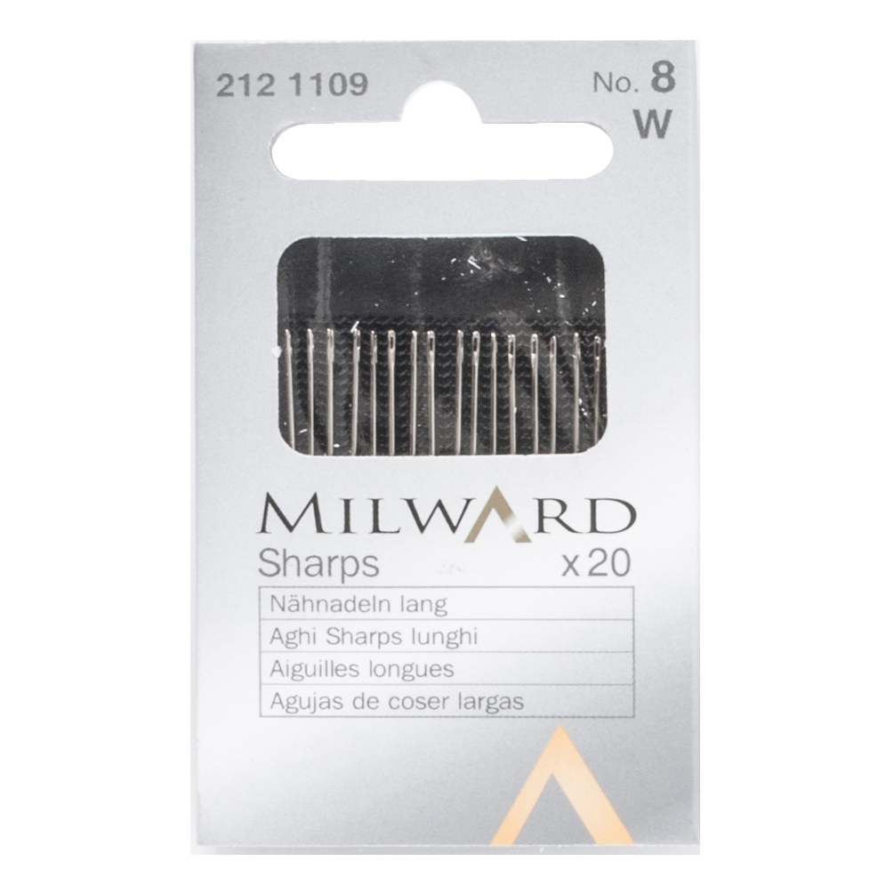 Hand Sewing Needles Sharps No.8 20 Pieces Milward Groves and Banks