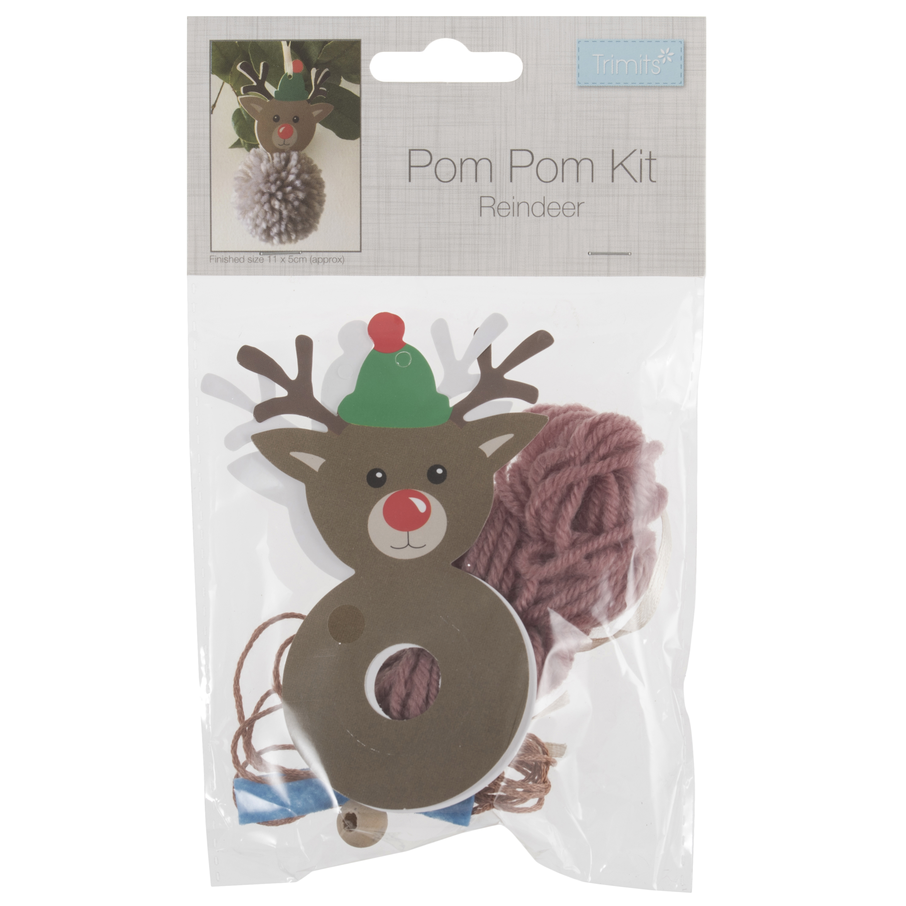 Picture of Pom Pom Decoration Kit: Christmas: Reindeer: Pack of 1