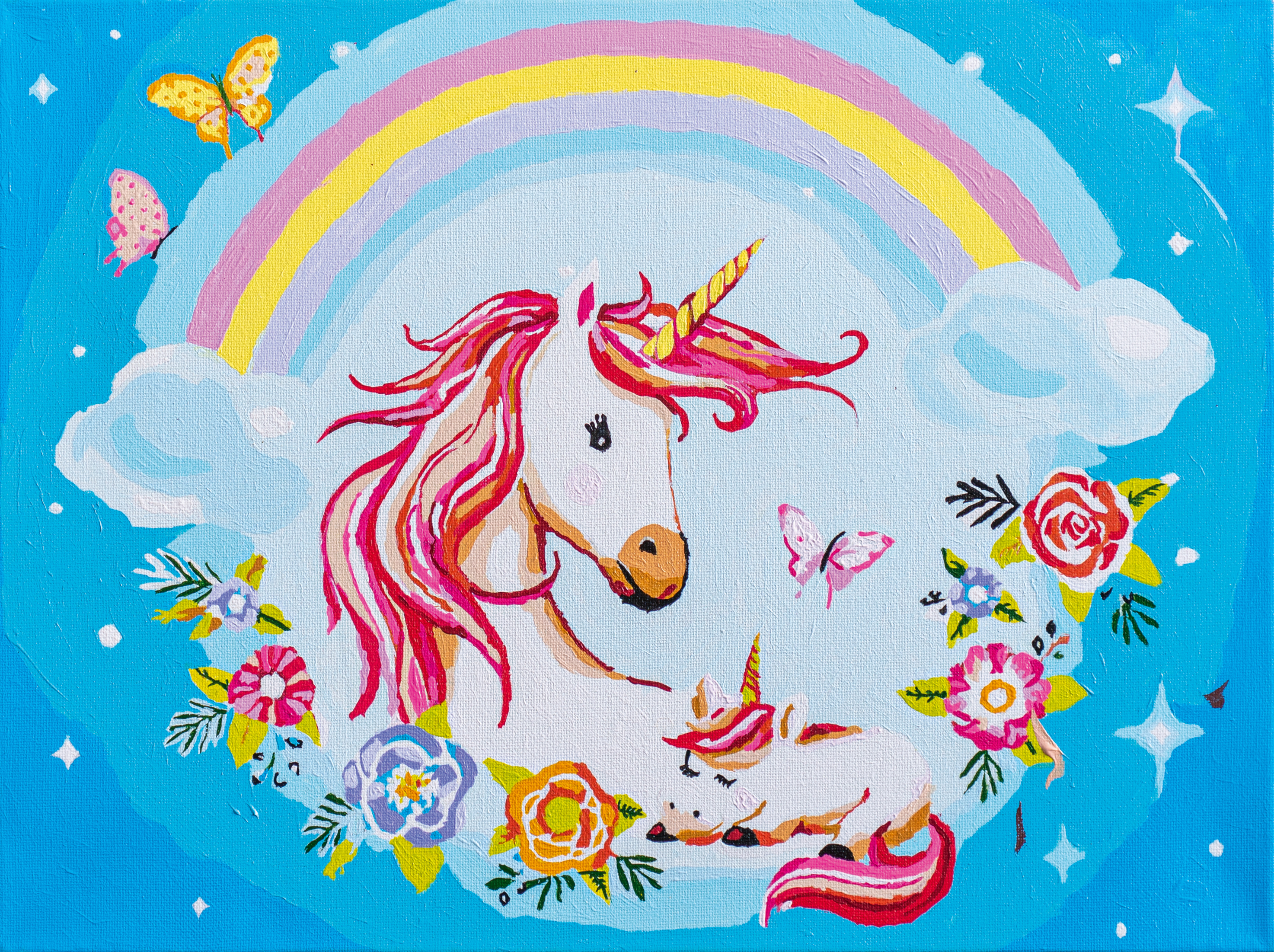 Paint-by-Numbers Kit: Mother and Baby Unicorn - Vervaco - Groves and Banks