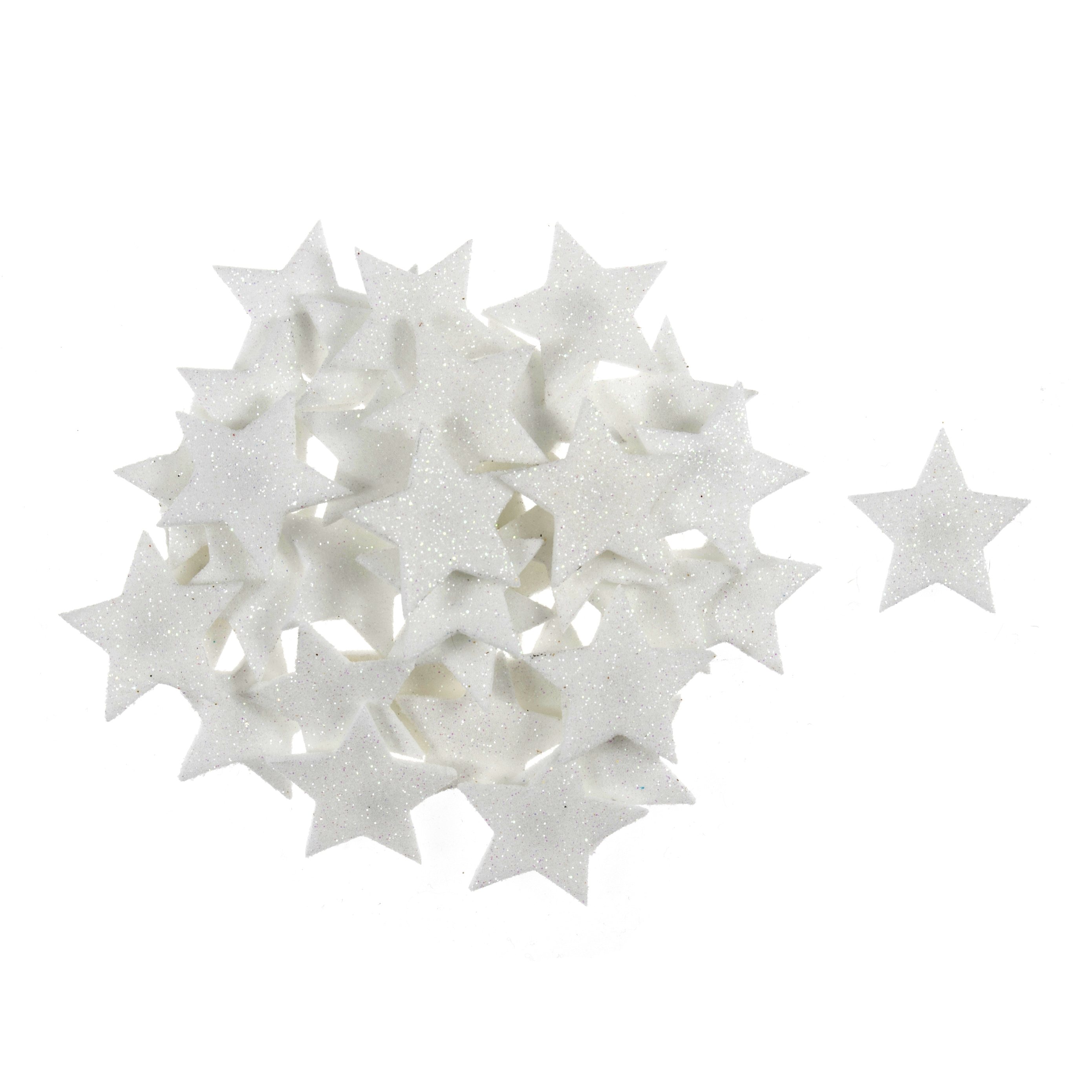 Craft Embellishments Glitter Stars White 35 Pieces Trimits Craft