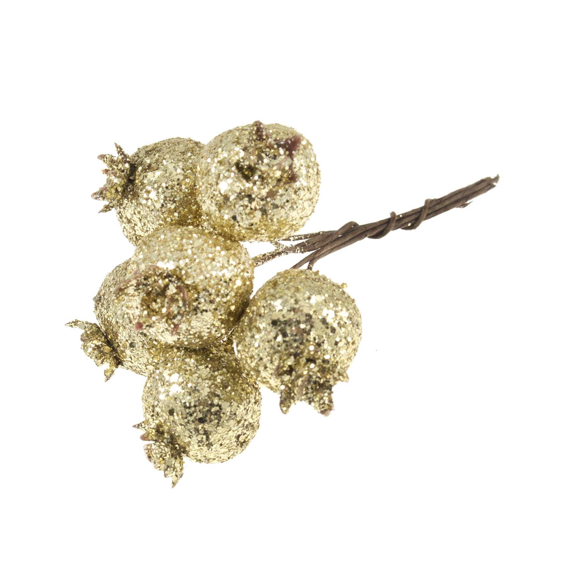Picture of Glitter Pomegranates on Wire: 1 bunch 12: Gold