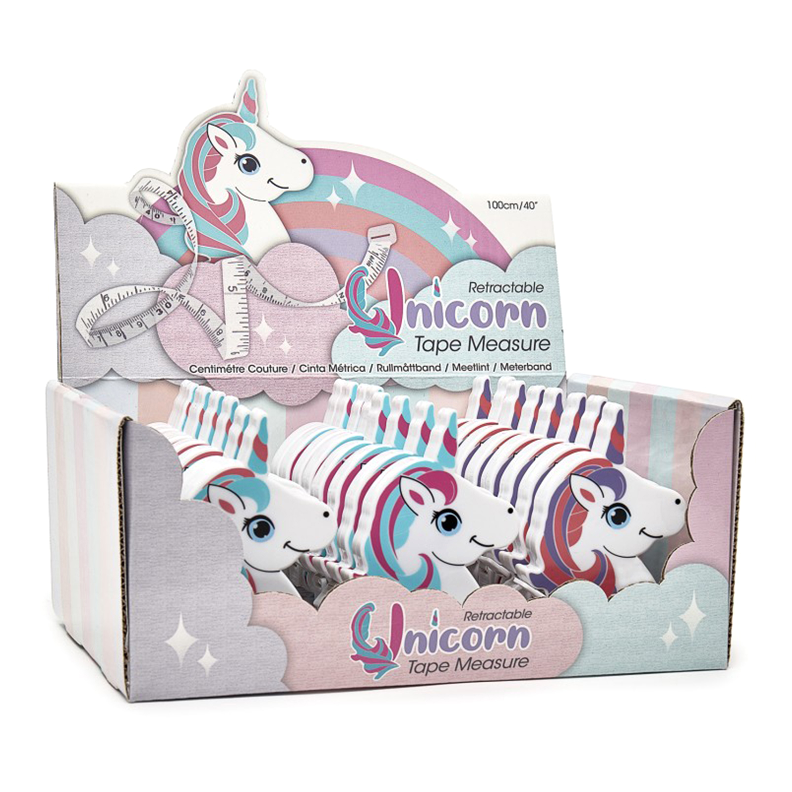 Picture of Counter Display Unit: Tape Measure: Retractable: Unicorns: 24 Pieces: 3 Colourways
