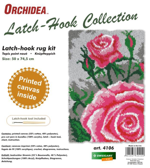 Latch Hook Kit: Rug: Roses - Orchidea - Groves and Banks