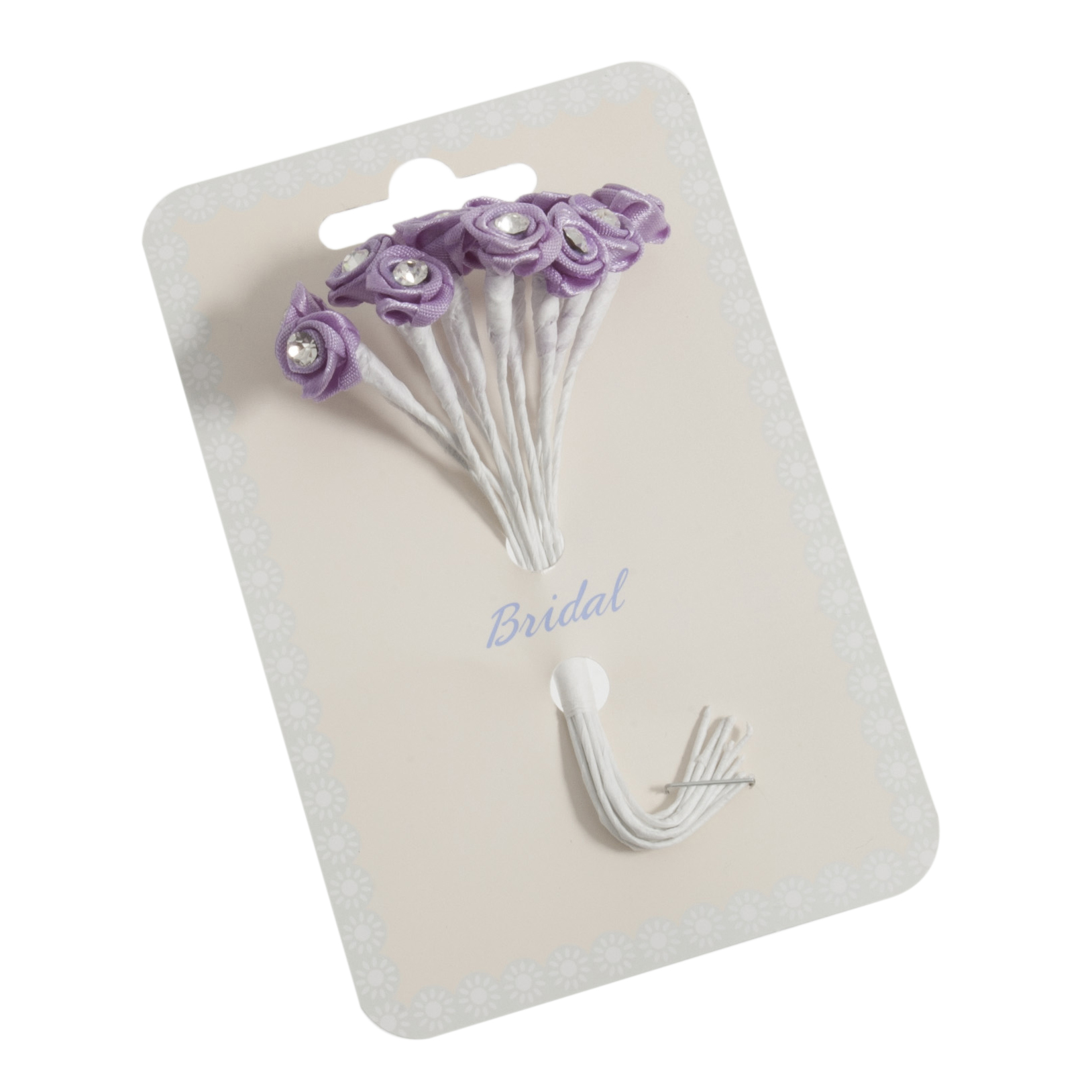 Picture of Ribbon Rose: Diamante: 13mm: Pack of 12: Lilac