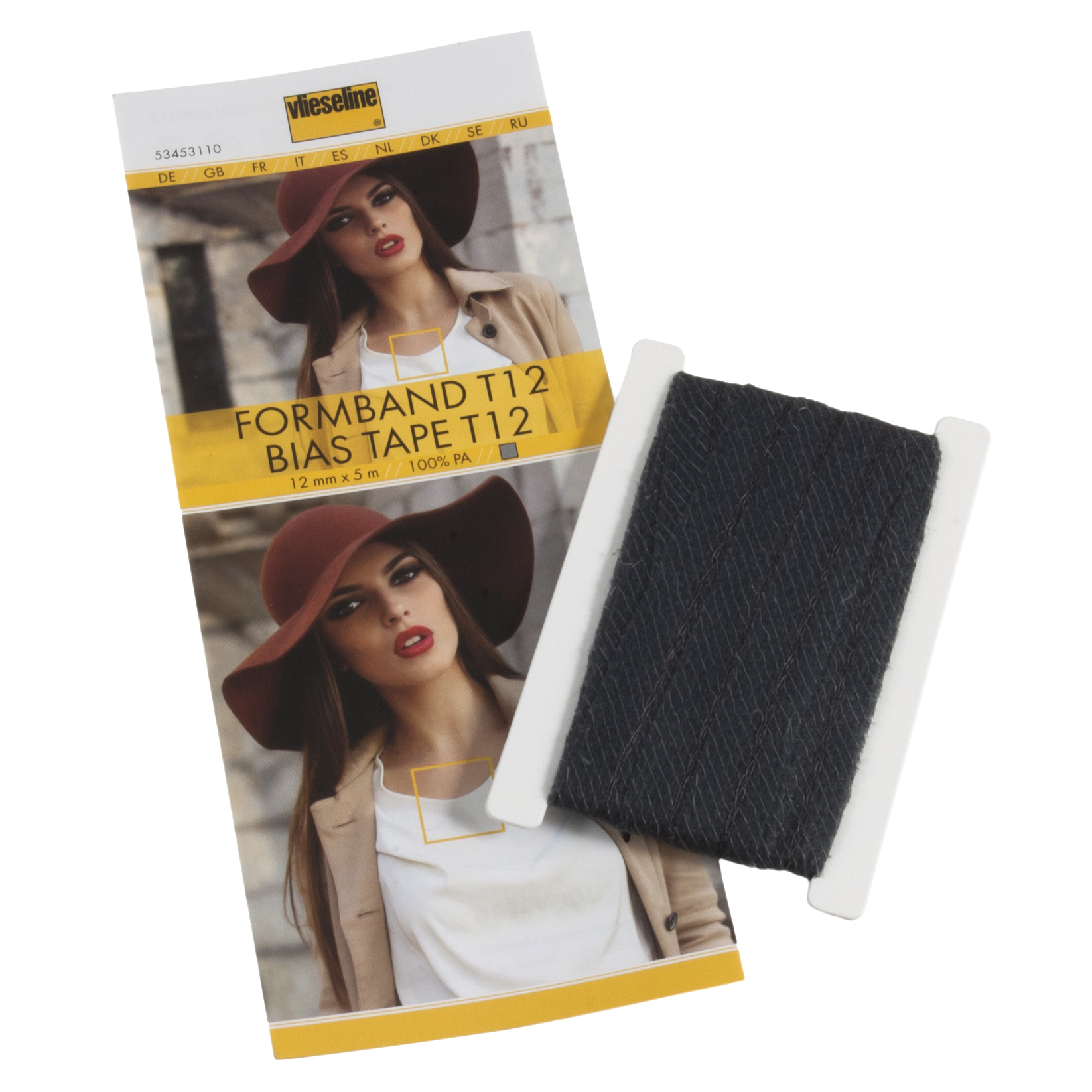 Bias Tape Ironon 5m x 12mm Charcoal Vlieseline Groves and Banks