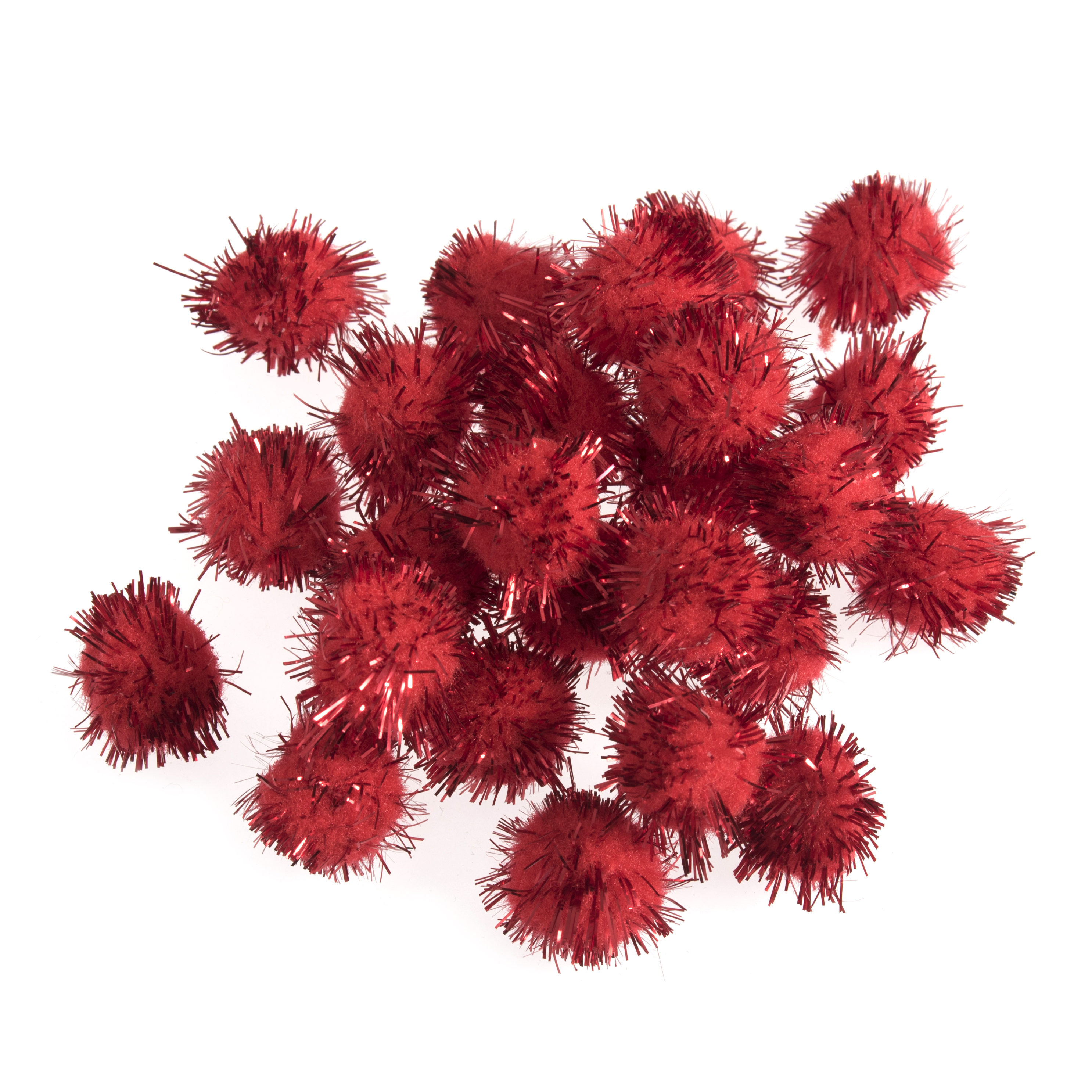 Picture of Pom Poms: 1.3cm: Metallic Red: Pack of 100