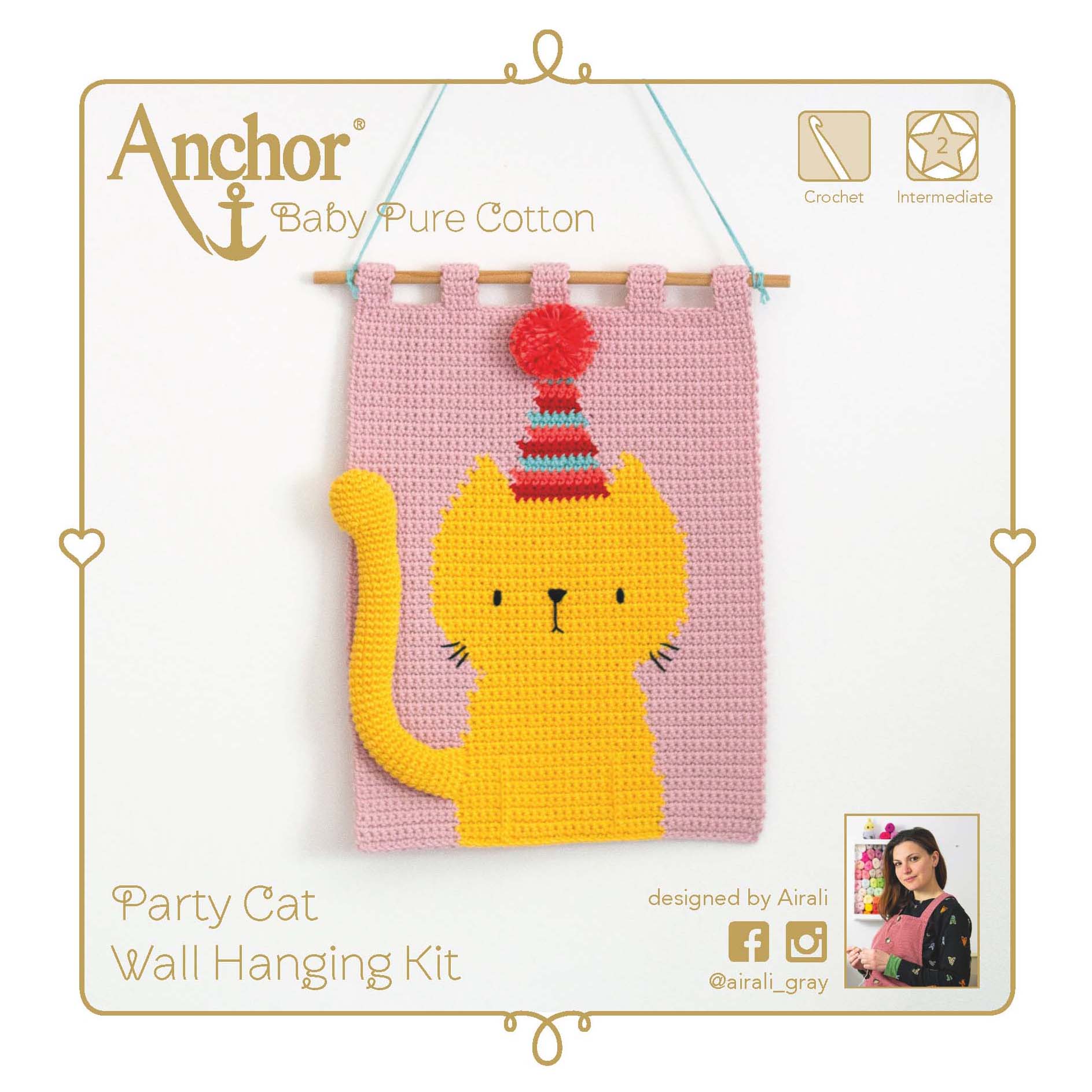 Crochet Kit Wall Hanging Cat Anchor Groves and Banks
