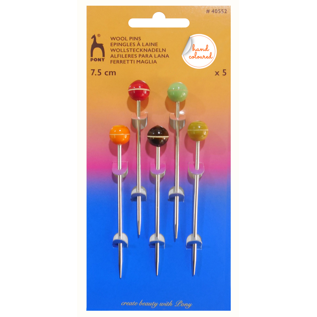 Wool Pins Wooden Knobs Hand Coloured 7.5cm Pony Groves and Banks