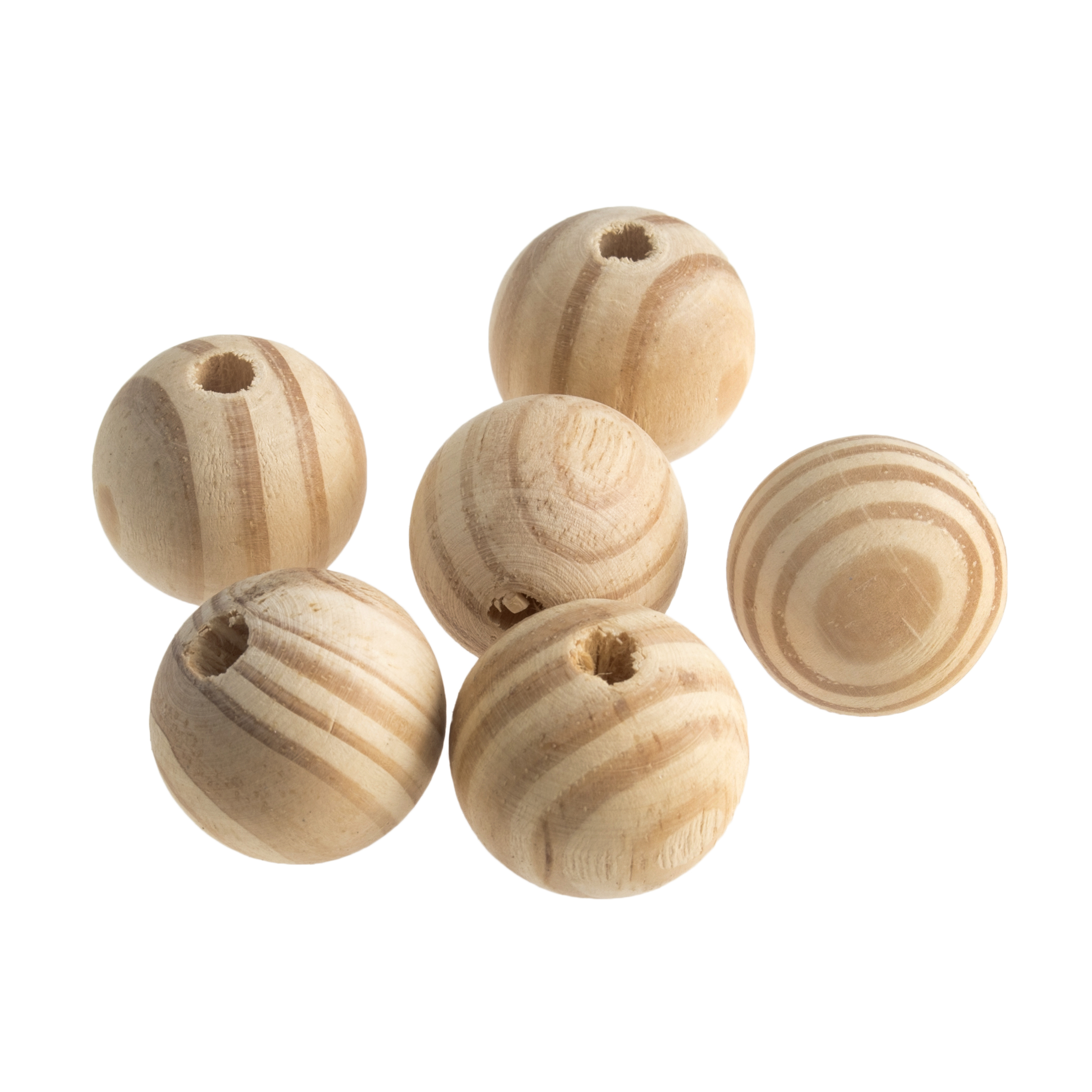 Wooden Craft Beads: 3cm: 6 Pieces - Trimits - Groves and Banks