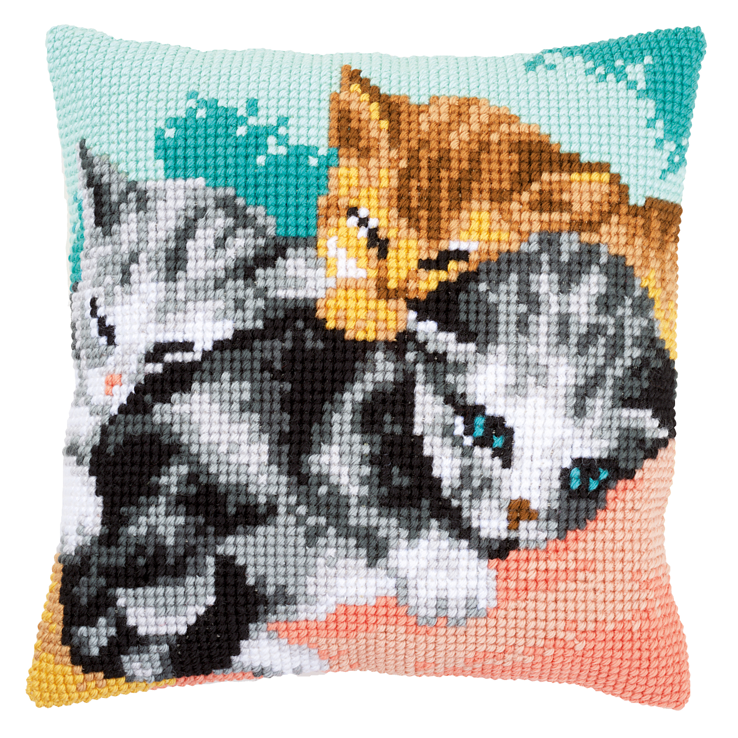 Cross Stitch Kit: Cushion: Cute Kittens - Vervaco - Groves and Banks