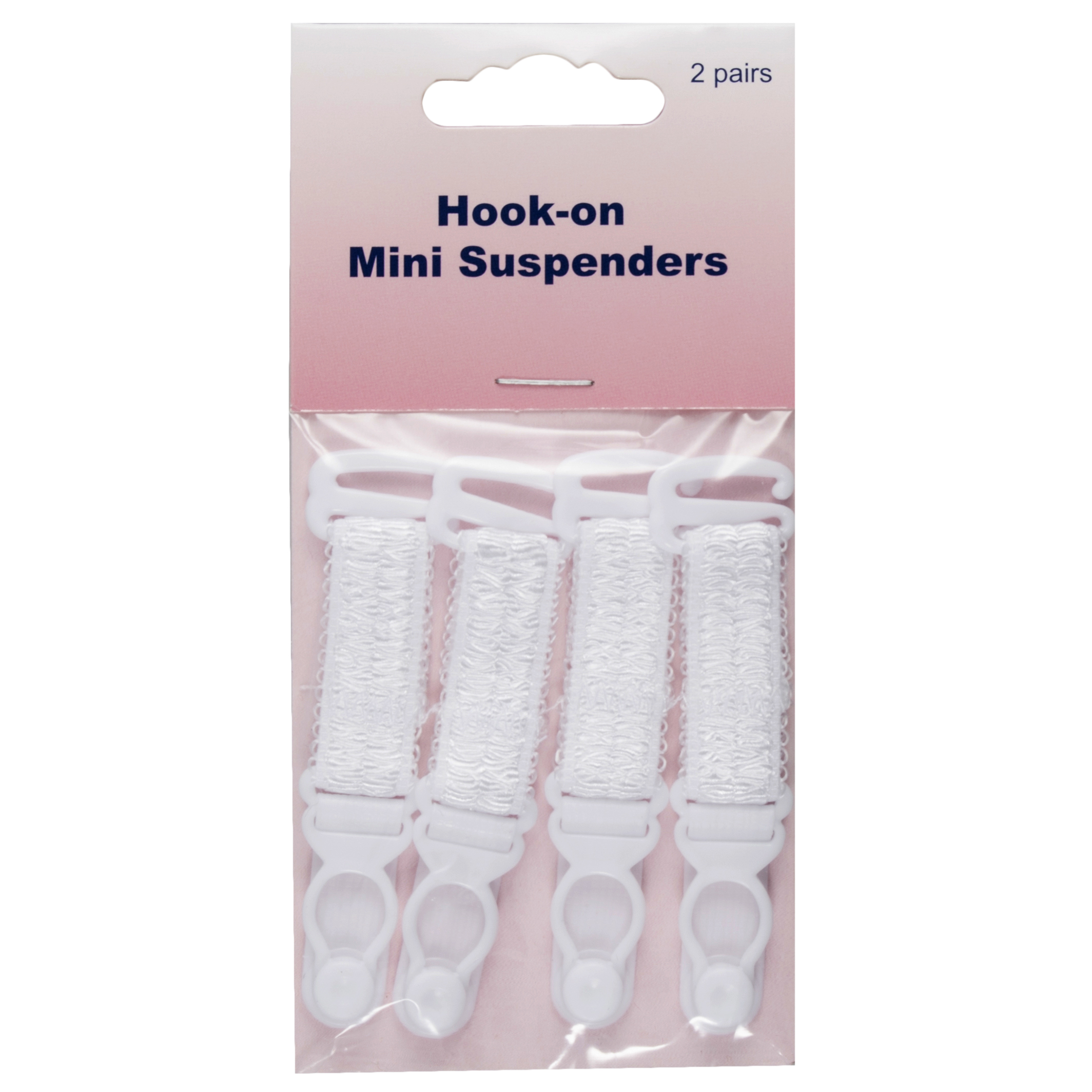 Hookon Mini Suspenders White 2 Pairs Hemline Groves and Banks