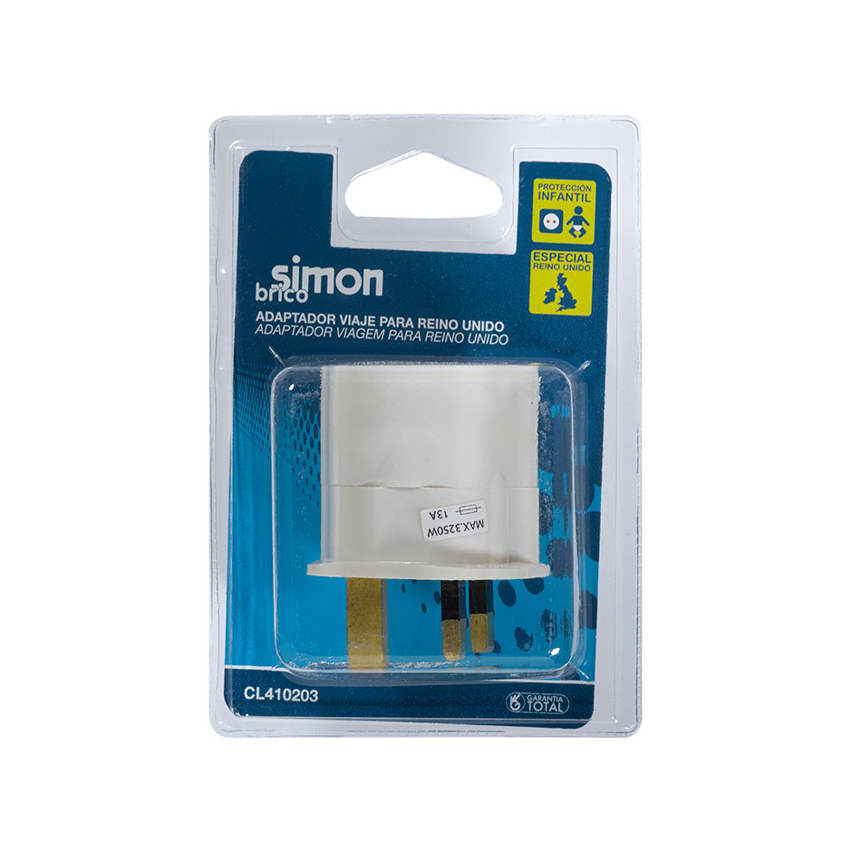 Adaptador de viagem de tomada schuko de 16 A para tomada inglesa da 