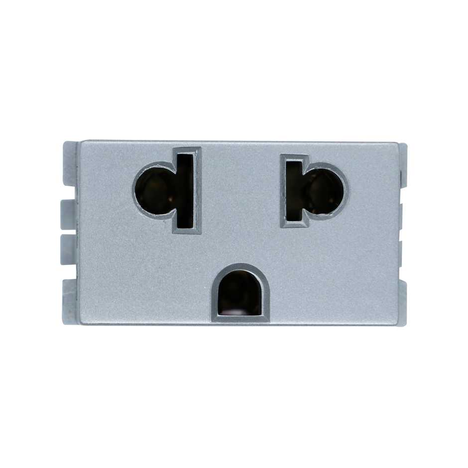 TOMA DE CORRIENTE EUROAMERICANA 2P+T 16A 127V~ Aluminio S25