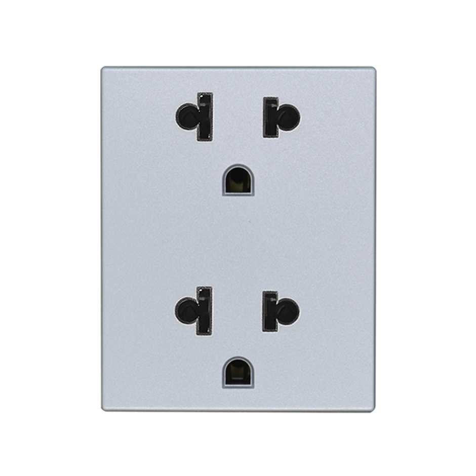 TOMA DE CORRIENTE DUPLEX EUROAMERICANO  2P+T  16A 127V~ ALUMINIO