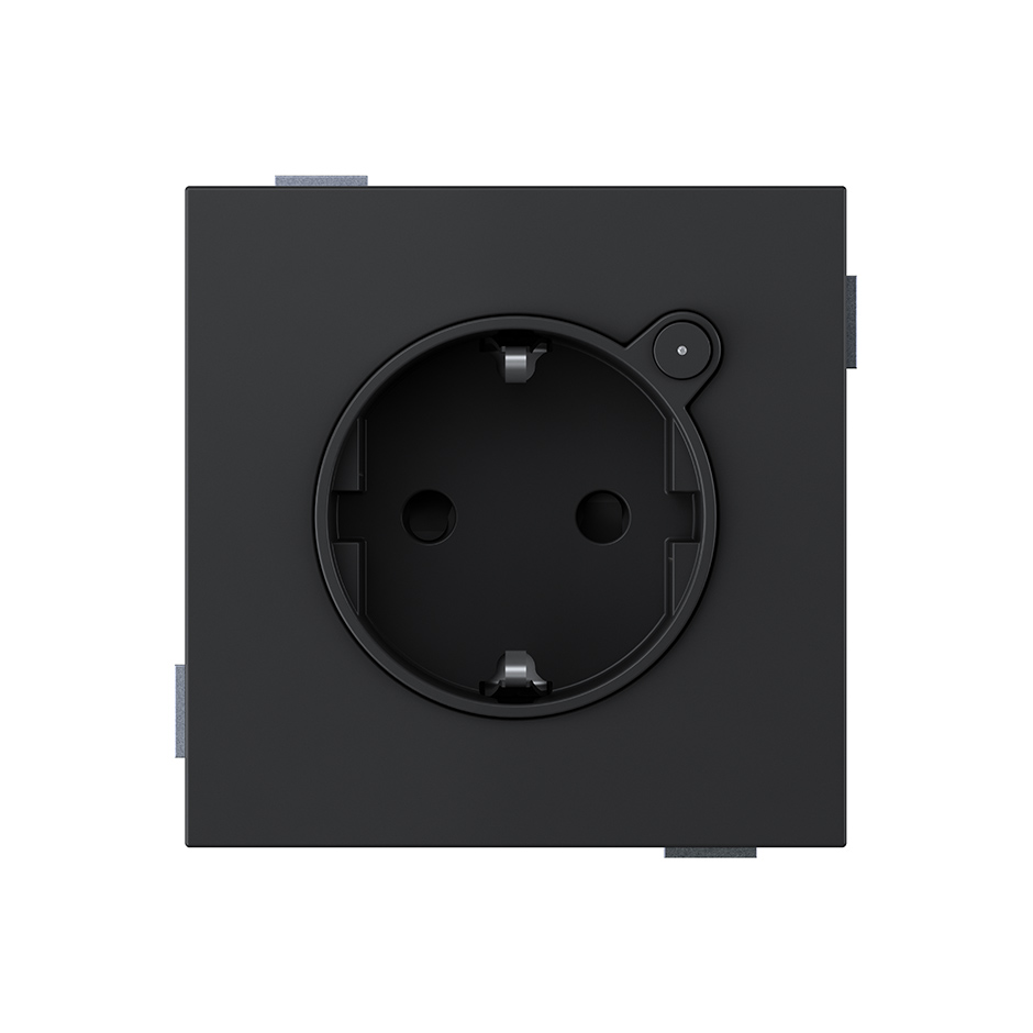 Schuko socket base LOLA 16A 250 V~ with screw terminal connection black matte Simon 360