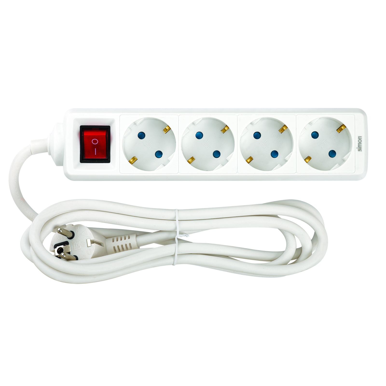 POWER STRIP 4 SCHUKO SOCKETS WITH SWITCH 2M WHITE