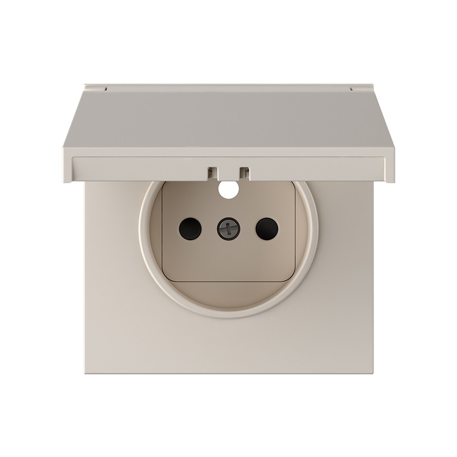 Tapa para enchufe frances IP44 arena mate  Simon 360
