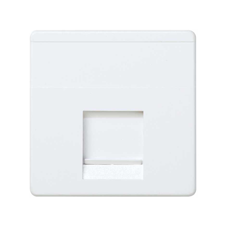 Flat voice and data plate with dust cover for 1 ORTRONICS® RJ45 connector white Simon 27 Play