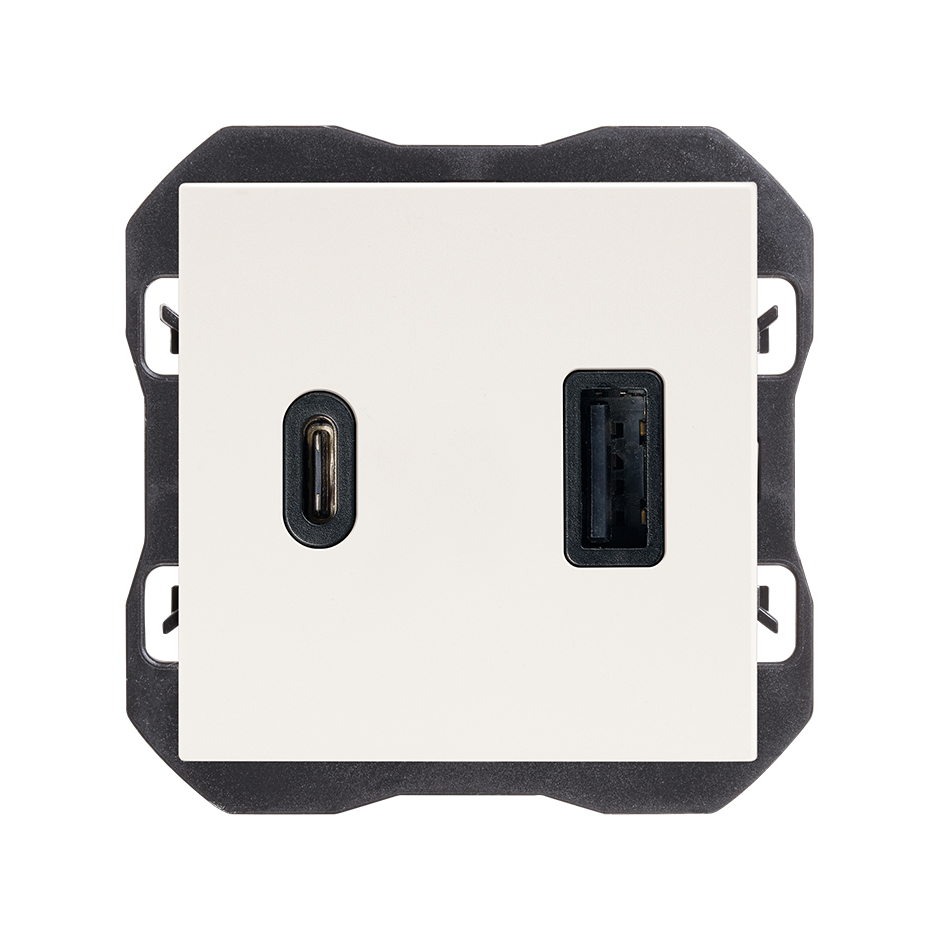 Cargador USB doble A+C 30W Power Delivery blanco mate Simon 270
