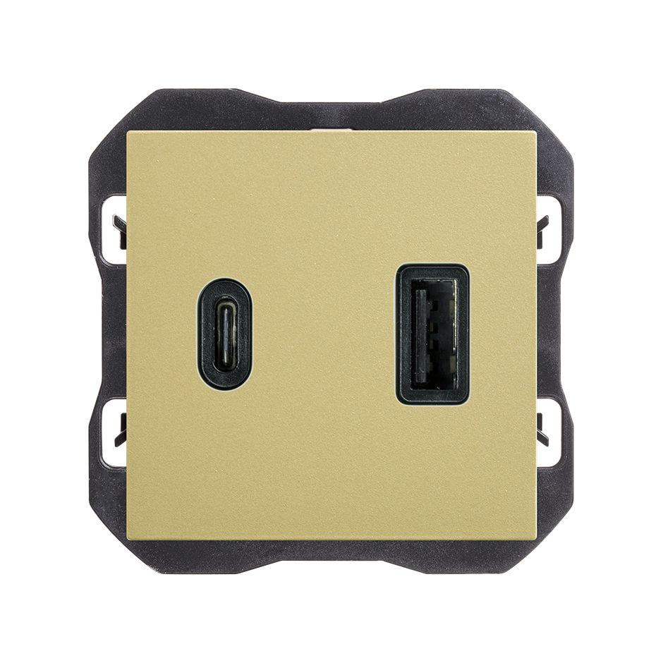 Cargador USB doble A+C 30W Power Delivery bronce Simon 270