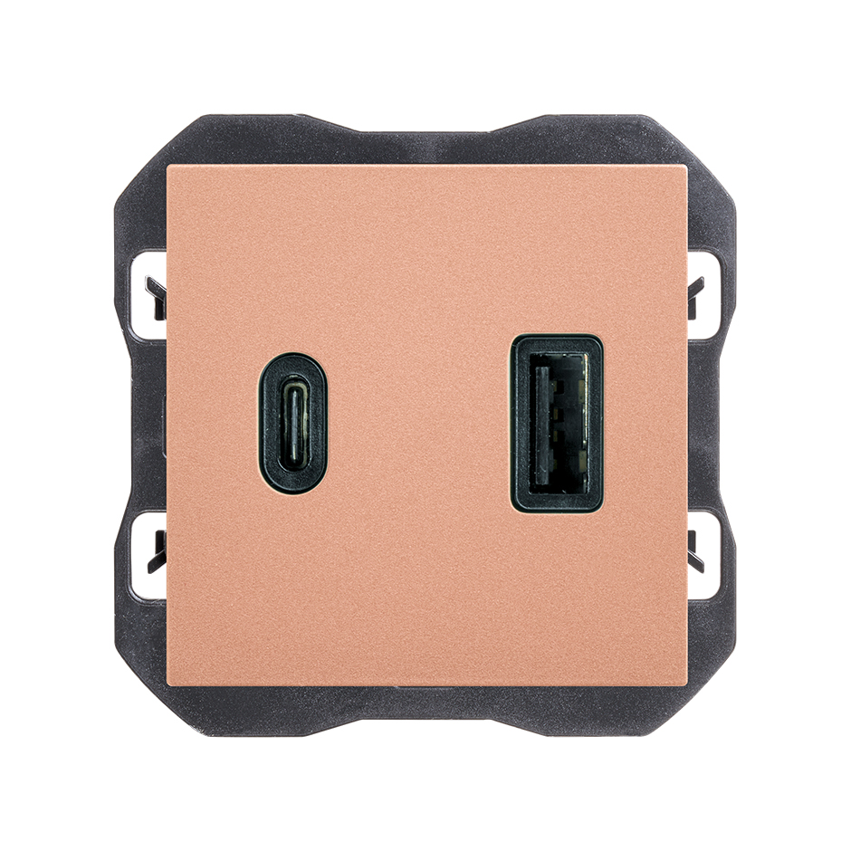 Cargador USB doble A+C 30W Power Delivery cobre Simon 270
