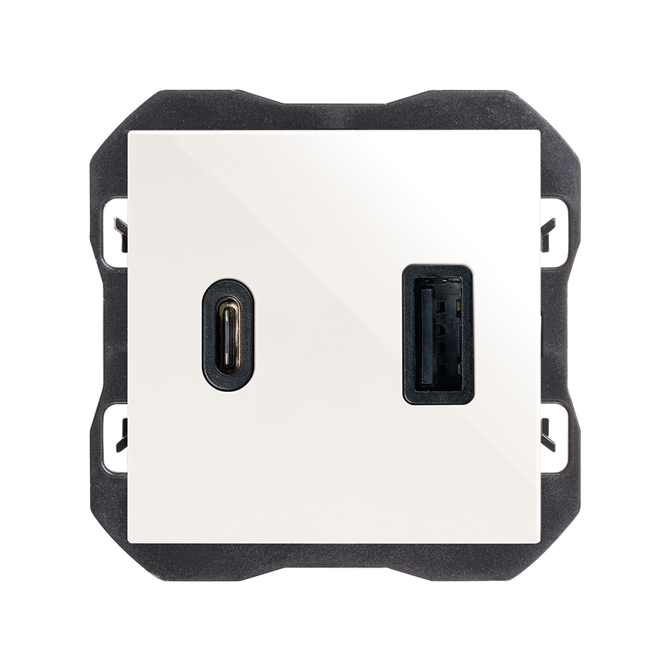 Cargador USB doble A+C 30W Power Delivery blanco Simon 270