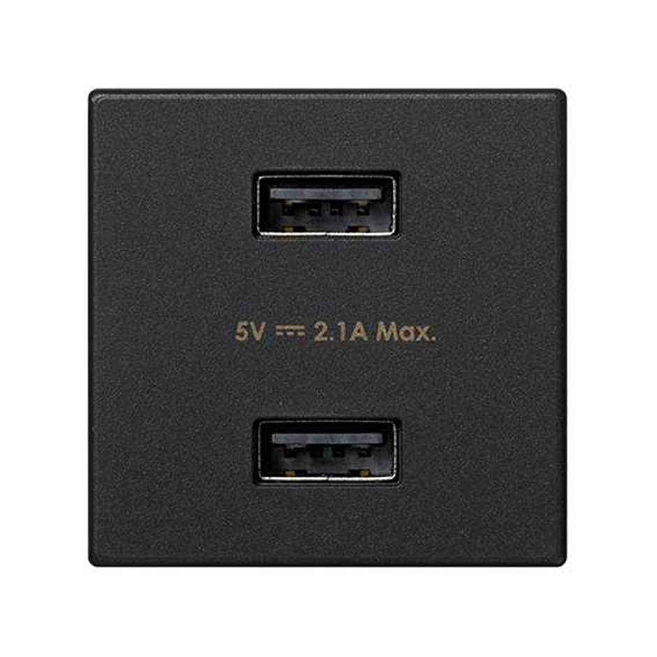 Chargeur 2x2.1A 5V CC type A port USB noir Simon K45