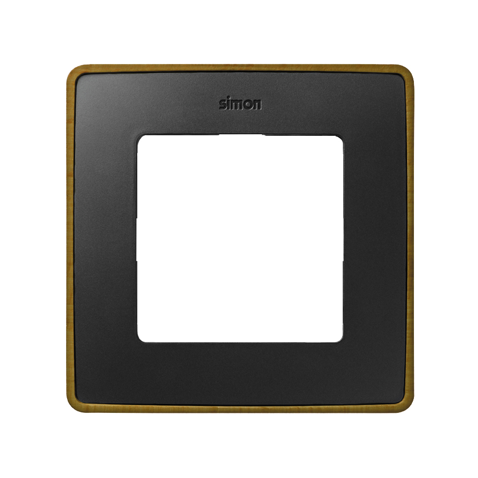 Рамка на 2 поста цвета графит с металлическим основанием цвета латунь Simon 82 Detail