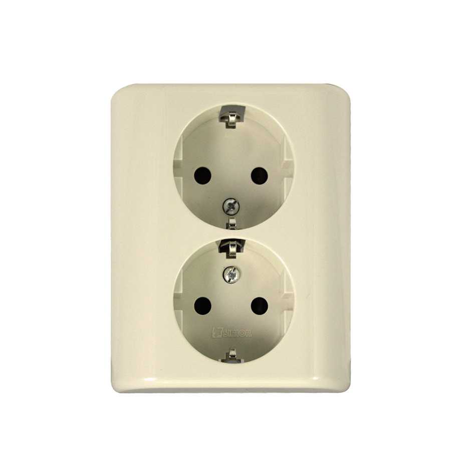 BASE ENCHUFE SCHUKO DOBLE MONOBLOC 16A 250V EMPOTRABLE MARFIL SIMON BRICO