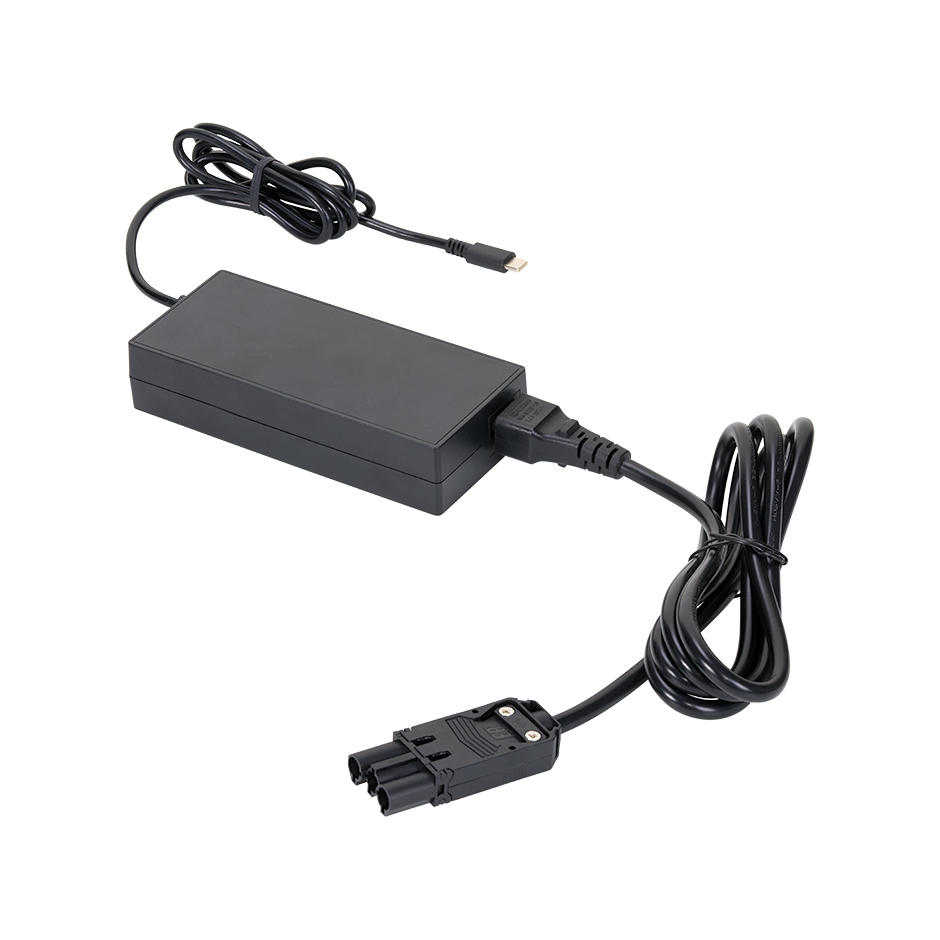 Power supply USB C 100W with patch cord ending in a quick connector to be combined with kits which includes a USB Type C Dock black Simon Electrical wiring