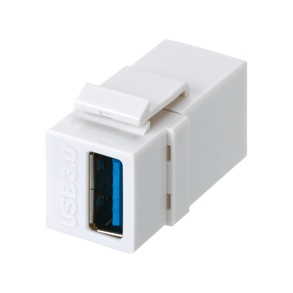 Conector de dados USB Tipo A versão 3.0 Keystone fêmea-fêmea branco Simon Cablagem Estruturado