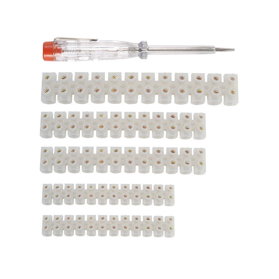Conjunto de réguas de ligação pretas de 4, 6 e 10 mm e verificador busca-polos 