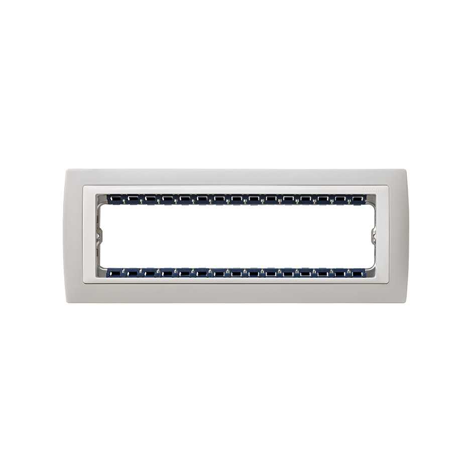 Frame 4 elements with frame holder 1 row grey interior white Simon 82 Centralisations