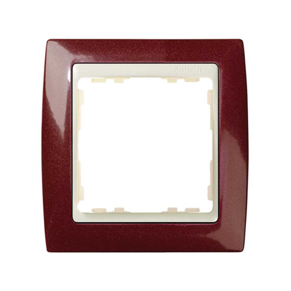 Frame for 1 element metallic garnet interior ivory Simon 82