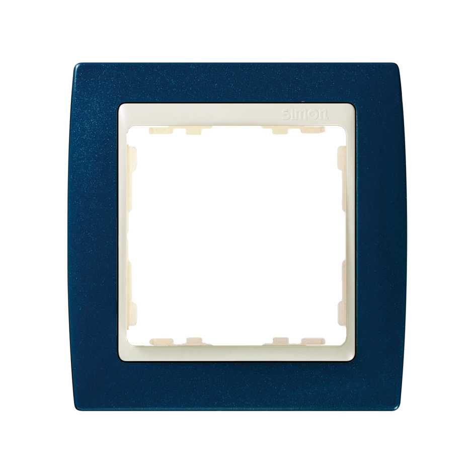 Frame for 1 element metallic blue interior ivory Simon 82