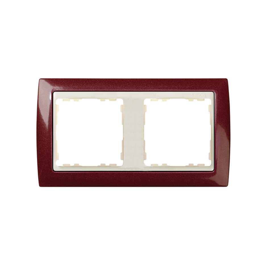 Frame for 2 elements metallic garnet interior ivory Simon 82