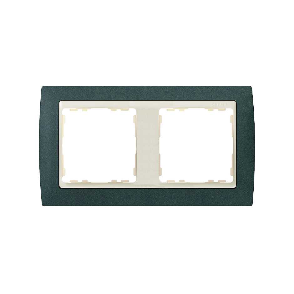 Frame for 2 elements textured green interior ivory Simon 82