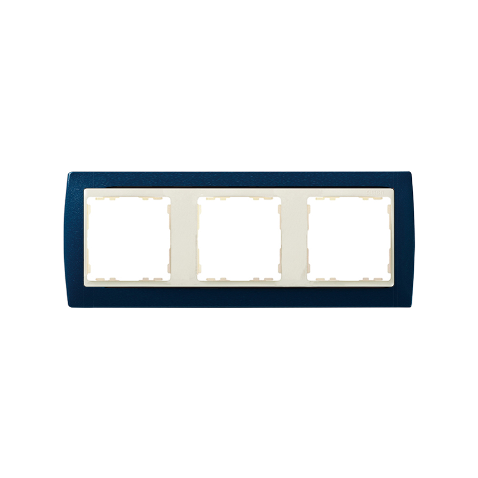 Frame for 3 elements metallic blue interior ivory Simon 82