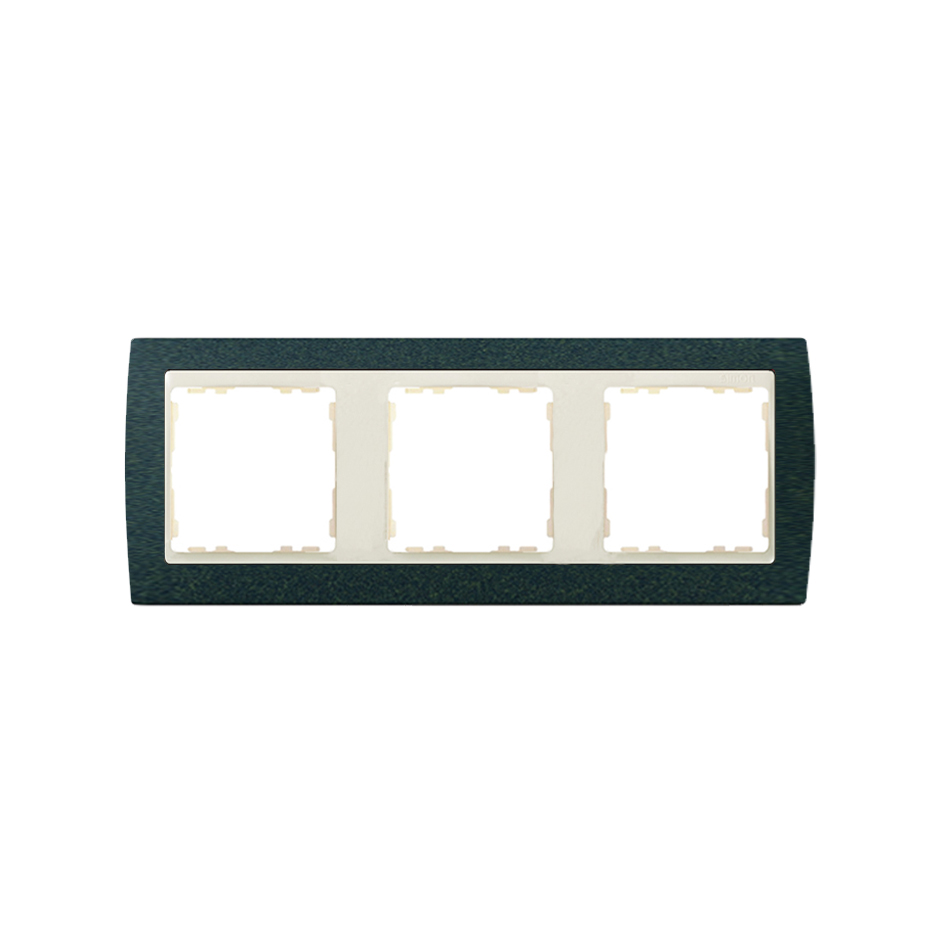 Frame for 3 elements textured green interior ivory Simon 82