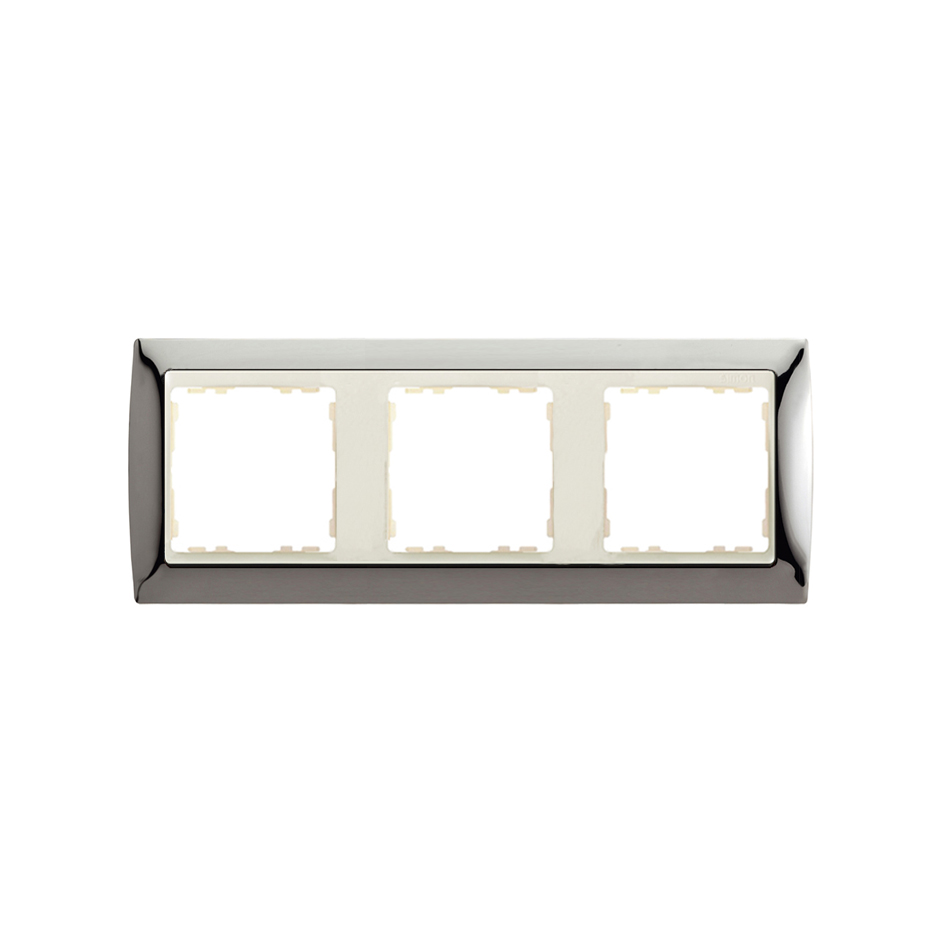 Frame for 3 elements dark steel interior ivory Simon 82
